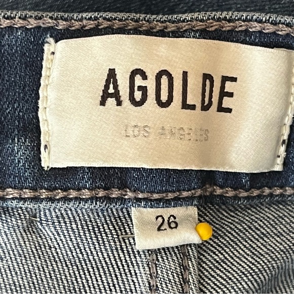 Agolde Sophie high-rise crop skinny jeans in a blue wash with a raw hem - Picture 8 of 8